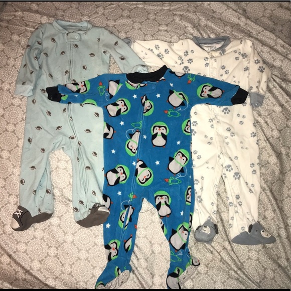 Carter's Pajamas Bundle Baby Boy Fleece Feet Pajamas 9 Months
